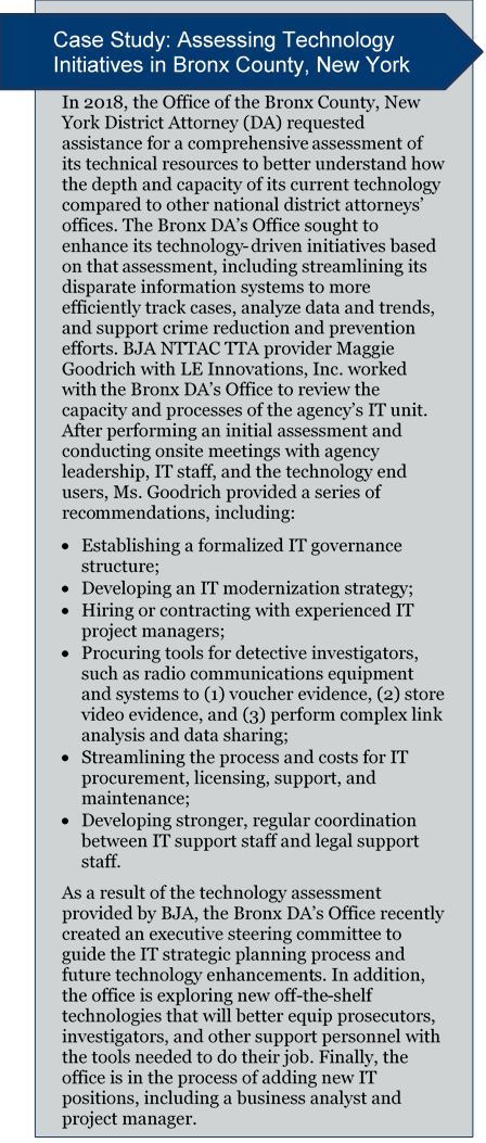 This call-out graphic presents a case study of technology assessment in Bronx County, New York. Please click the image for an online PDF version of the case study.