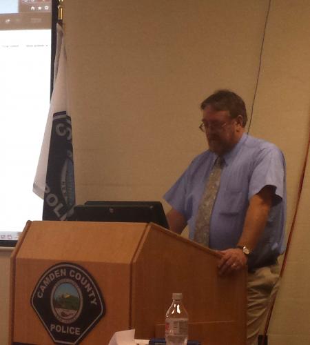 Stewart Bruce of Washington College at speaker's podium
